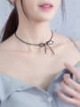 thumb Exquisite Bowknot Shaped Stones S925 Silver Necklace 0