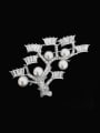 thumb Creative Imitation Pearls White Zirconias Pine Tree Copper Brooch 0