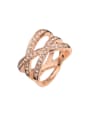 thumb Rose Gold Plated Cross Lines Ring with Zircon 0