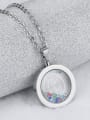 thumb Fashion Colorful Rhinestones Round Titanium Necklace 2