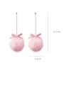 thumb Alloy With Rose Gold Plated Cute Long Bow Hairball  Drop Earrings 2