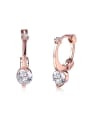 thumb Simple Zircon Rose Gold Plated Earrings 0