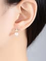 thumb Sterling Silver 7-7.5mm natural freshwater pearl crown studs earring 1