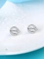 thumb Platinum Plated Shining Zircons Stud Earrings 1