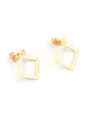 thumb Titanium With Gold Plated Simplistic Hollow Square Drop Earrings 4