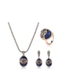 thumb Alloy Antique Gold Plated Vintage style Artificial Stones Hollow Three Pieces Jewelry Set 0