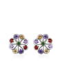 thumb Beautiful Multi-color Flower Shaped Crystal Stud Earrings 0