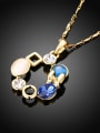 thumb Exquisite Gold Plated Geometric Shaped Opal Stone Necklace 1