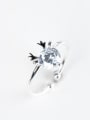 thumb Fashion Cubic Zircon Little Deer Antler 925 Silver Opening Ring 0