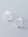 thumb 925 Sterling Silver With Silver Plated Simplistic Planetary ring hexagonal star Stud Earrings 0
