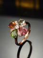 thumb Multi-color Gemstones Flowery Multistone ring 0