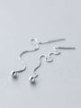 thumb Elegant Tiny Bead Shaped S925 Silver Line Earrings 0