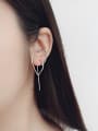 thumb Personalized Simple Silver Linear Smooth Earrings 1