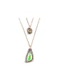 thumb Irregular Artificial Stones Double Layer Alloy Necklace 0