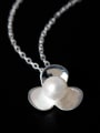 thumb Simple Artificial Pearl 925 Silver Flower Necklace 0