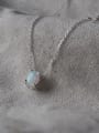 thumb Fashion Little Oval Opal stone Silver Necklace 2