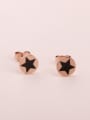 thumb Round Shaped Star Pattern Stud Earrings 0