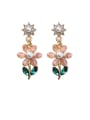 thumb Alloy With Glass stone Fashion Flower Drop Earrings 0
