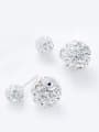 thumb Fashion Shiny Cubic Zirconias-covered Beads 925 Silver Stud Earrings 2