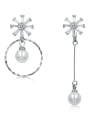 thumb Copper With Platinum Plated Simplistic Flower Drop Earrings 0