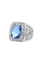 thumb Fashion Blue Glass stone Silver Plated Hollow Ring 2