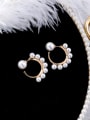 thumb Alloy With Gold Plated Fashion Round  Imitation Pearl Stud Earrings 0
