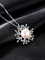 thumb Sterling Silver with AAA zircon natural pearls and Snowflake Necklace 0