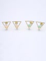 thumb 925 Sterling Silver With Opal Simplistic Triangle Stud Earrings 2