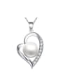 thumb Fashion Hollow Heart Imitation Pearl Pendant 0