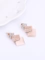 thumb Alloy Rose Gold Plated Fashion Overlapping Square CZ Two Pieces Jewelry Set 2