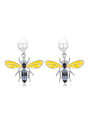 thumb Personalized Artificial Pearl Honeybee Stud Earrings 0