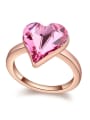 thumb Simple Heart austrian Crystal Rose Gold Plated Alloy Ring 2