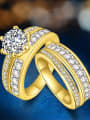 thumb Fashion Gold Plated Zircons Double Ring 1