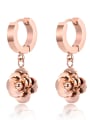 thumb Stainless Steel With Rose Gold Plated Simplistic Rosary Stud Earrings 0
