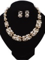 thumb Fashion Imitation Pearls Rhinestones Alloy Two Pieces Jewelry Set 0