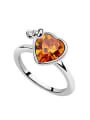 thumb Simple Heart austrian Crystal Alloy Platinum Plated Ring 2