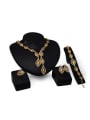 thumb 2018 Alloy Imitation-gold Plated Vintage style Rhinestones Leaves shaped Four Pieces Jewelry Set 0