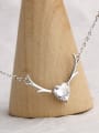 thumb 925 Sterling Silver With Cubic Zirconia Simplistic Elk antler Heart Necklaces 3