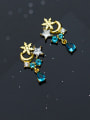 thumb Fashionable Gold Plated Moon And Star Shaped Silver Drop Earrings 0