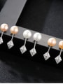 thumb Pure silver zircon 7-7.5mm Natural Freshwater Pearl Stud Earrings 2