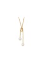 thumb Copper Alloy 18K Gold Plated Simplism Pearl Necklace 0