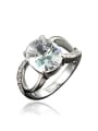 thumb Fashionable Platinum Plated White Zircon Copper Ring 0