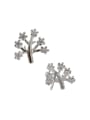 thumb Fashion Little Tree Cubic Tiny Zirconias Silver Stud Earrings 0