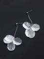 thumb Fresh Flower Petal Shaped Shell Silver Drop Earrings 0