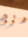 thumb 925 Sterling Silver With Cubic Zirconia  Simplistic Heart Stud Earrings 4