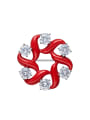 thumb Simple Cubic Zircon Red Enamel Brooch 0