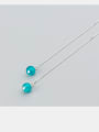 thumb S925 Simple blue sky stone line earring 3