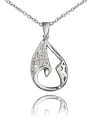thumb Fashionable Platinum Plated Water Drop Zircon Necklace 0