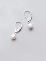 thumb 925 Sterling Silver With Artificial Pearl Simplistic Oval Clip On Earrings 2