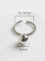 thumb Simple Smooth Bead Silver Opening Ring 2